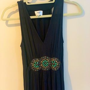 Black maxi dress with beaded embellished detail